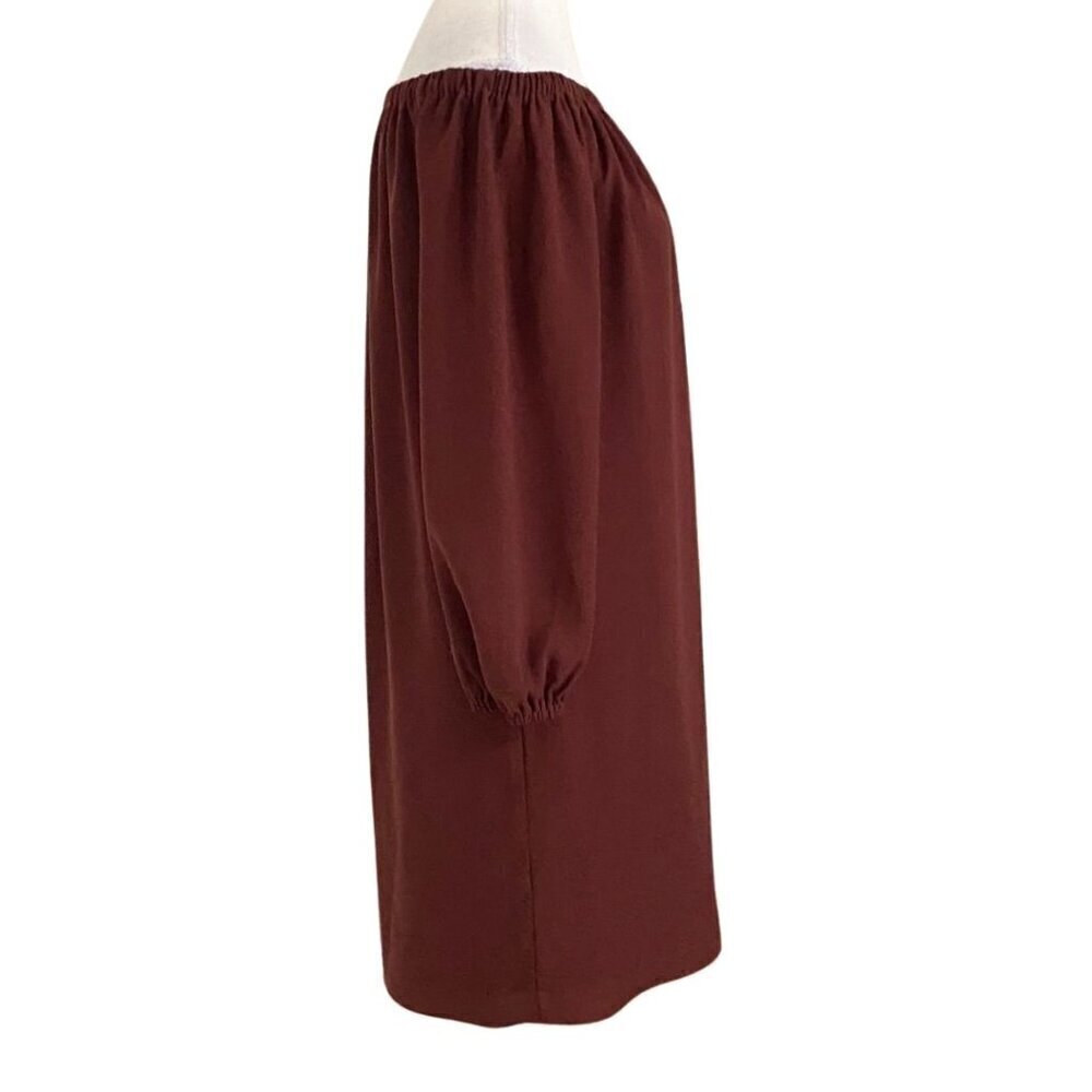 ARITZIA WILFRED DUREE OFF THE SHOULDER SHIFT DRESS IN BURGUNDY BROWN WINE - S - Picture 3 of 9